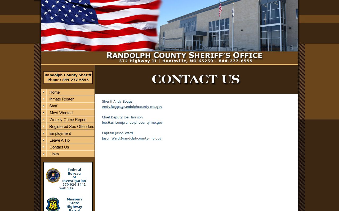 Randolph County Sheriff dispatch contacts
