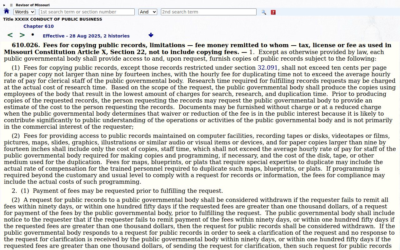 Randolph County Sheriff written records request page