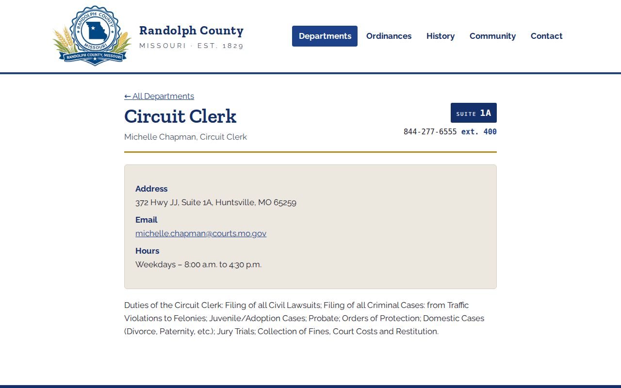 Randolph County Circuit Court contact page